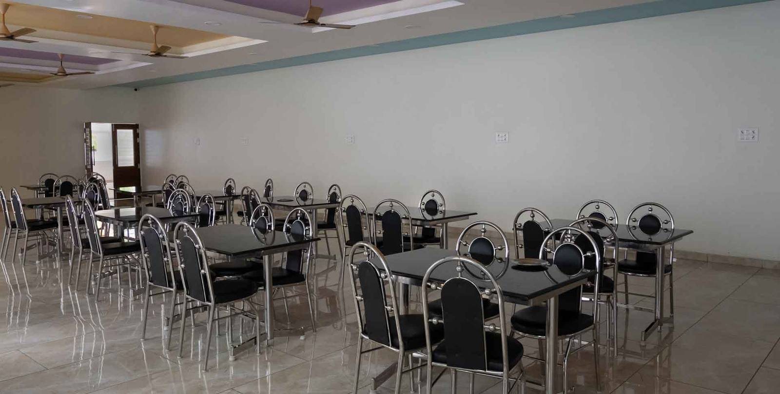 The second dining hall at Divine Inn, laid out for group meals